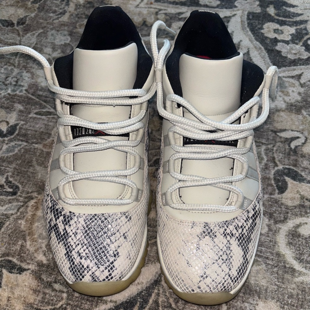 White and Black Snakeskin Sneakers